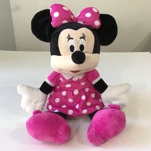 Disney BACKPACK Plush 18” Minnie Mouse Zipper Storage Pocket Adjustable Straps